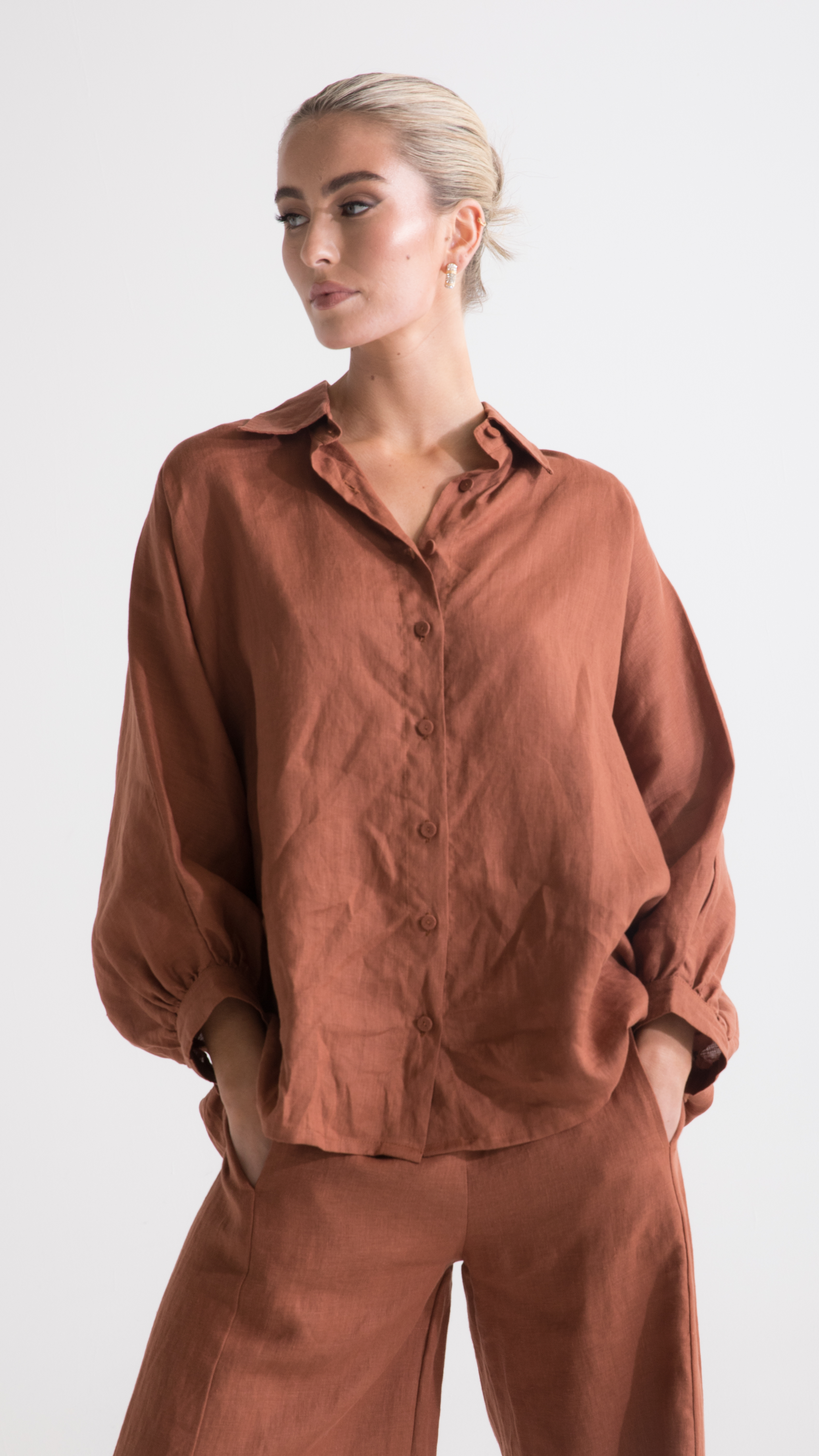 Ryder Linen Shirt - Rust