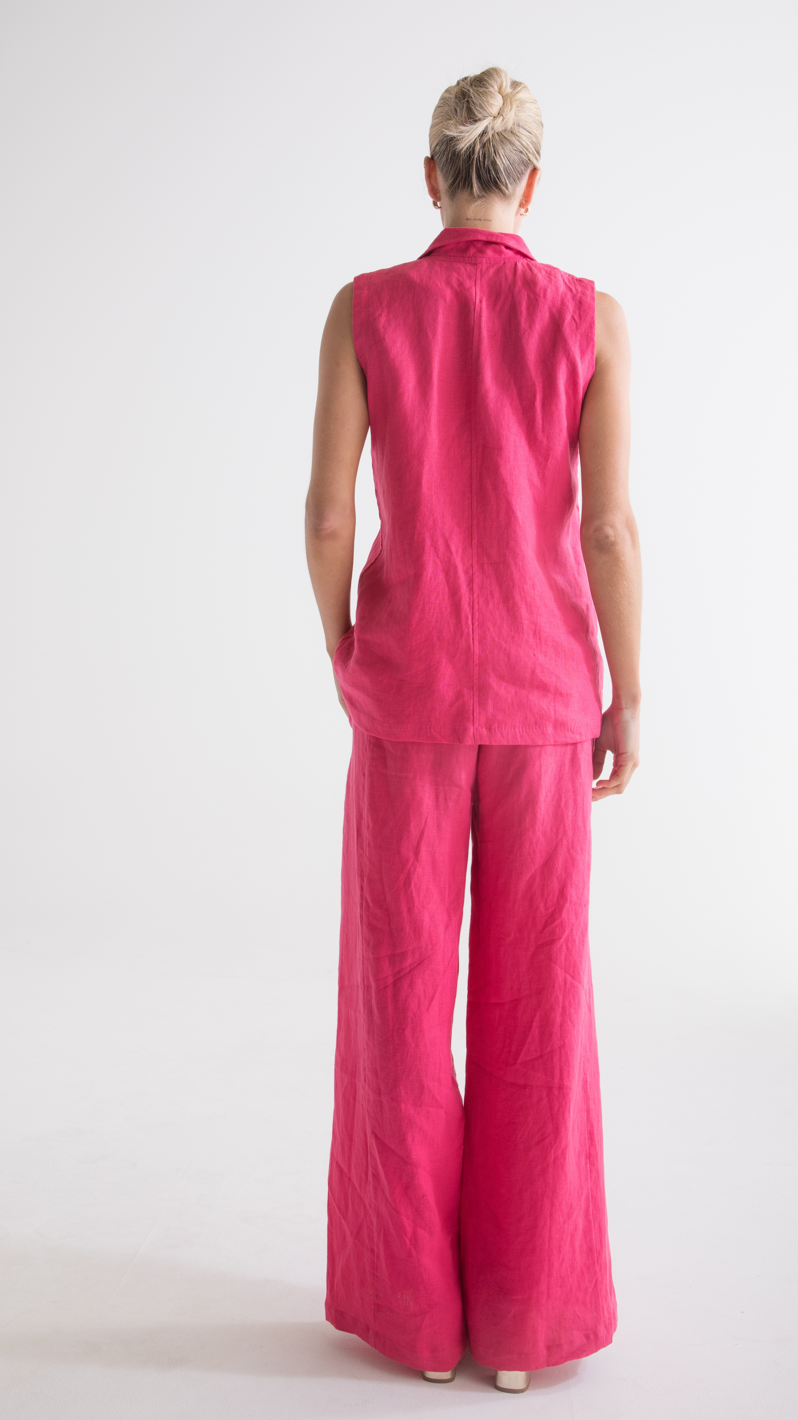 Luca Linen Vest - Pink