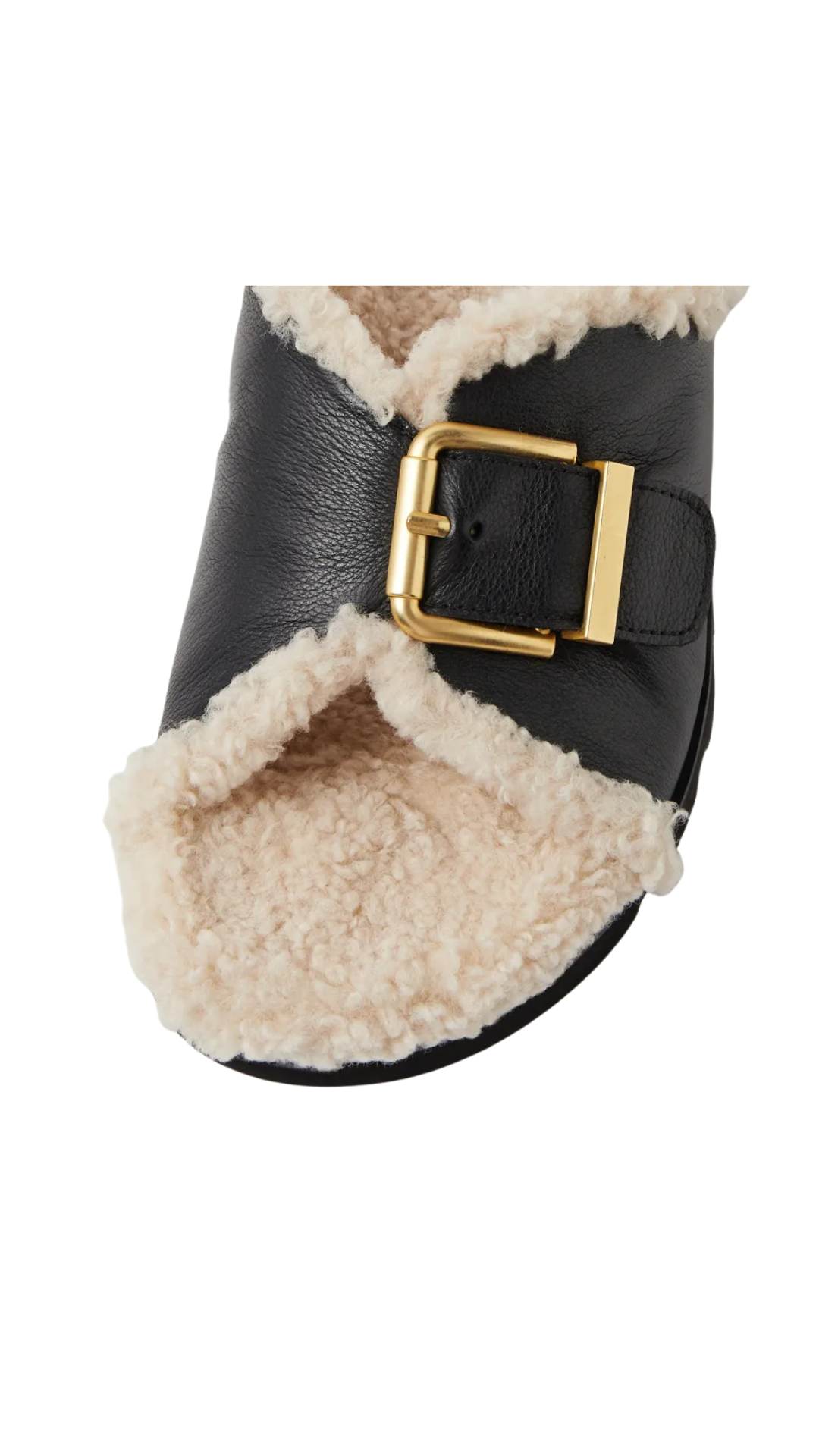 Mollini Esme Leather-Shearling Slides - Black Cream