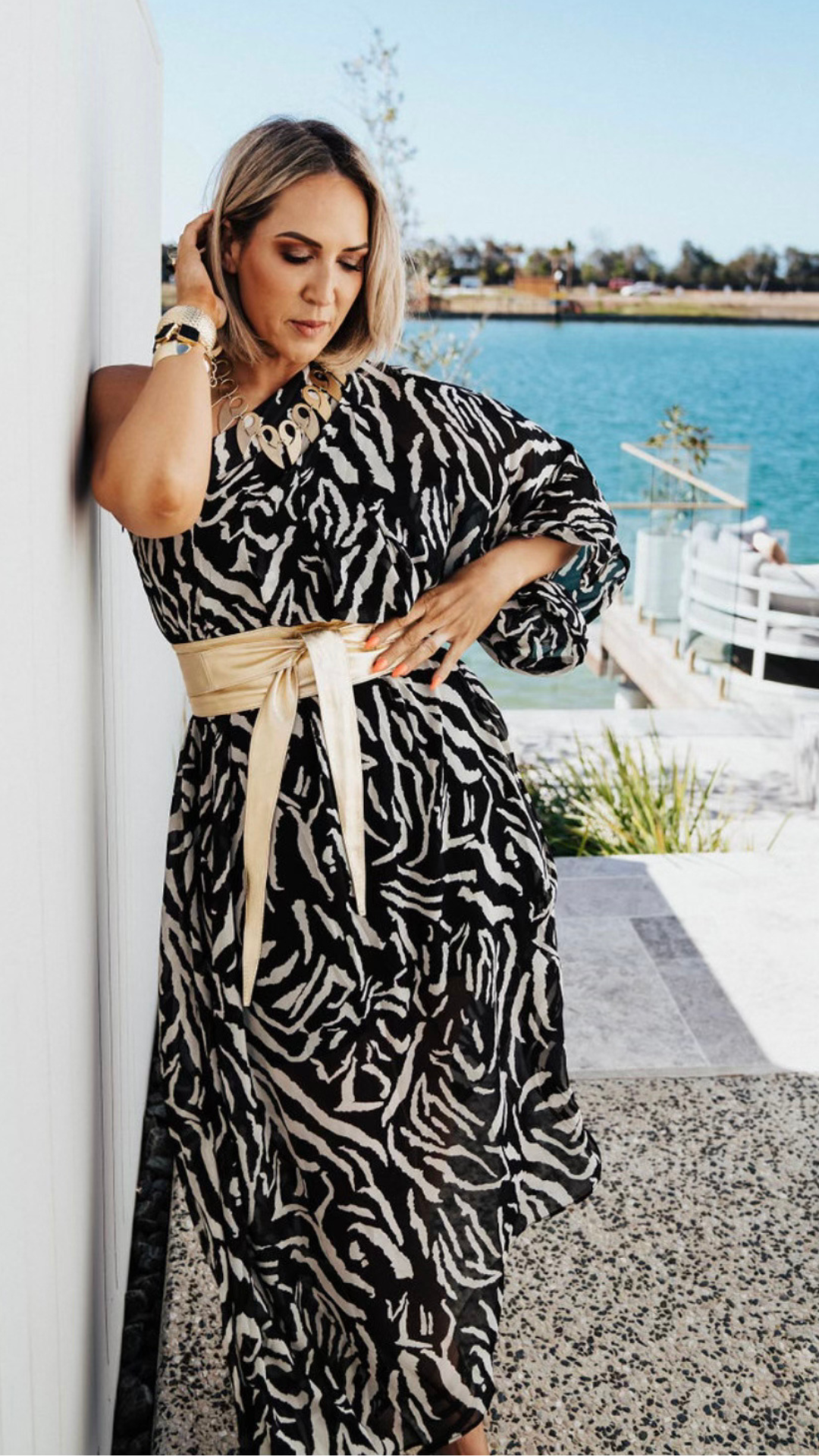 Hadassah Chiffon Dress - Zebra Print