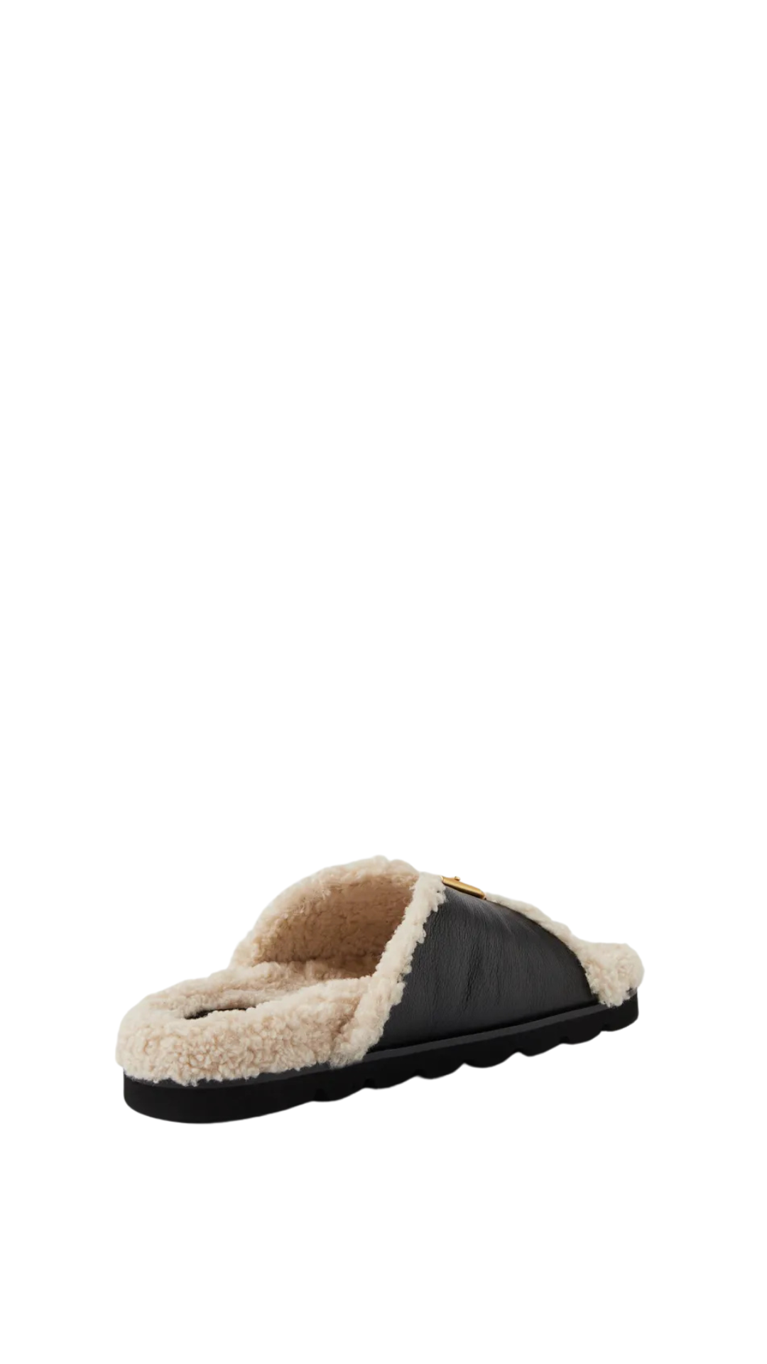 Mollini Esme Leather-Shearling Slides - Black Cream