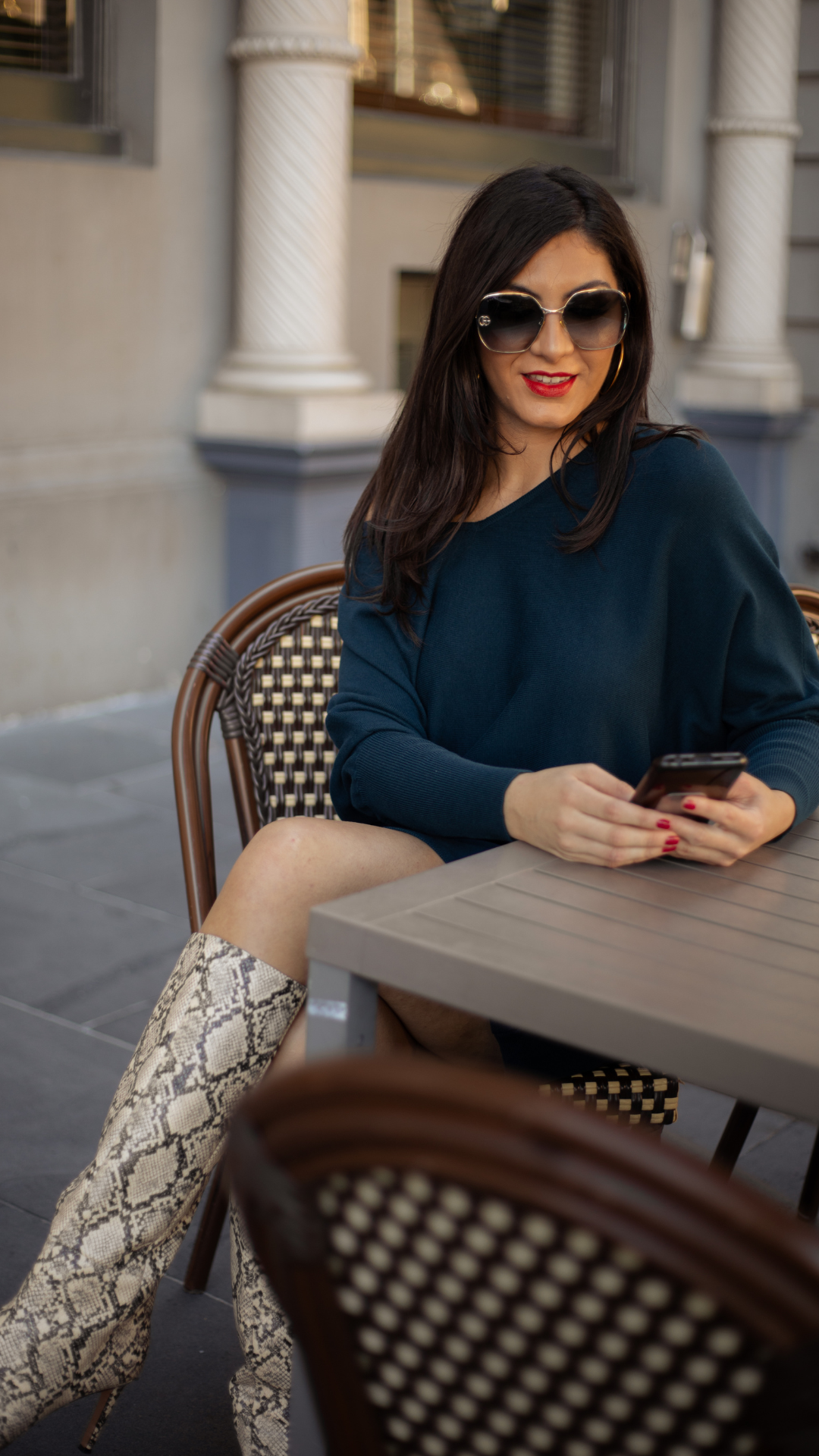 Winter Cotton Knit Dress/Top - Teal