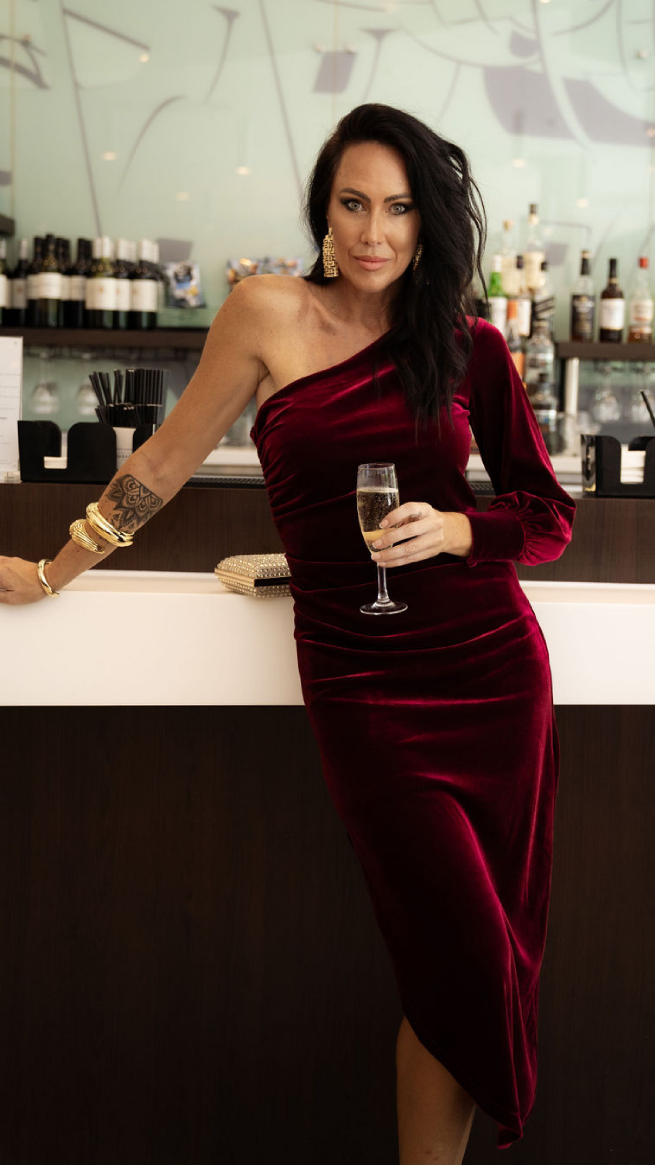 Belle Stretch Velvet Dress - Merlot