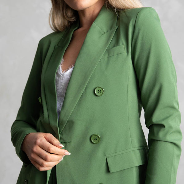 Green double deals breasted coat